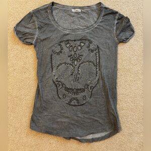 Pull&Bear Gray Skull Tee